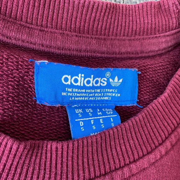 Adidas Originals Crewneck Sweatshirt Maroon Sz.S - Picture 4 of 4